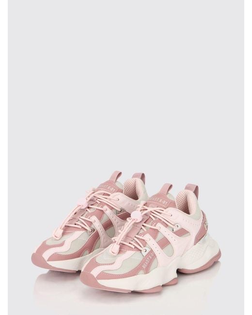 Philipp Plein Pink Runner Beast X-01 Leather And Mesh Sneakers With Drawstring Closure for men