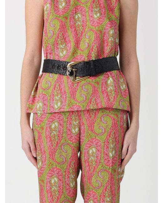 Etro Gray Woven Raffia Belt With Jewel Buckle