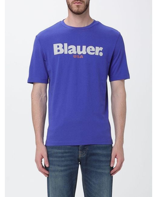Blauer Blue Cotton T-Shirt With Logo for men