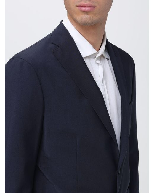 Boglioli Blue Single Breasted Stretch Wool Blend Suit for men