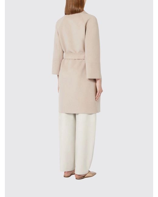 Abrigo Tipo Bata De Lana Virgen Max Mara de color Natural