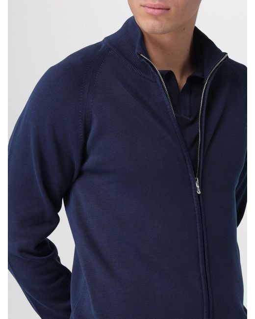 Blauer Blue Cotton Zip Cardigan for men