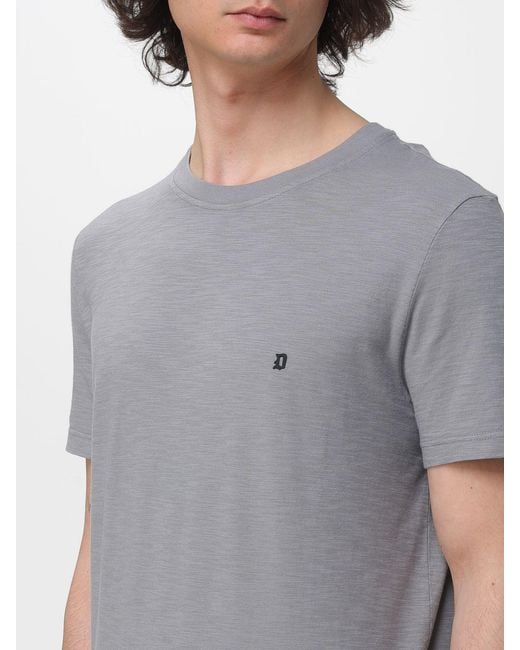 Dondup Gray Cotton Crew Neck T-Shirt for men