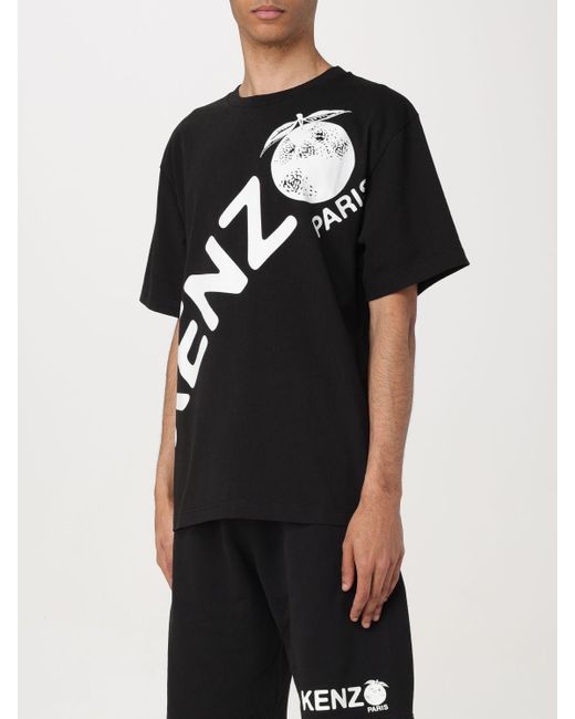 T-shirt in cotone con logo di KENZO in Black da Uomo