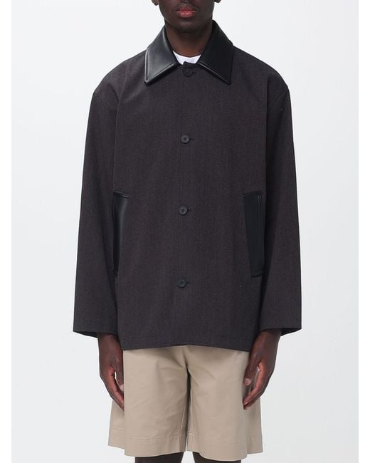 Studio Nicholson Blue Lamb Leather And Wool Coat for men