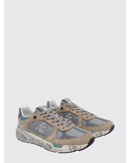 Premiata White Mase Suede And Mesh Sneakers for men