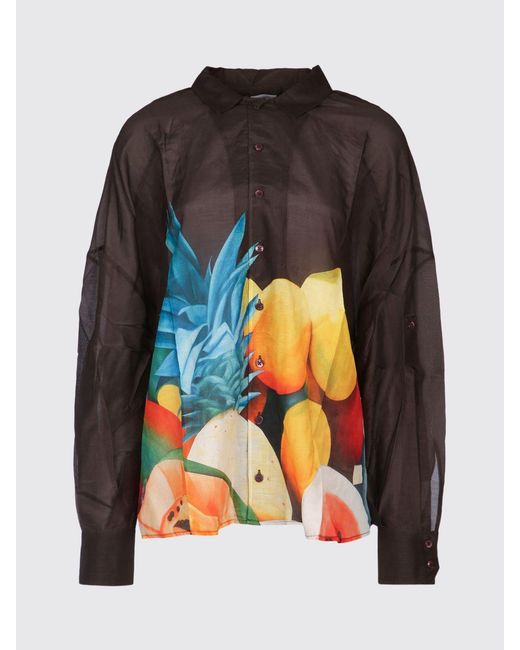 Donde Esteban Blue Printed Cotton Shirt