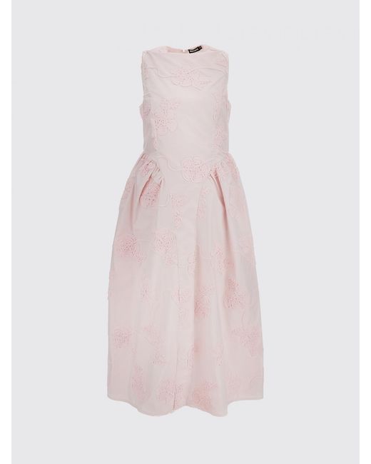 Vestido Midi De Algodón Con Bordados Florales ROTATE BIRGER CHRISTENSEN de color Pink