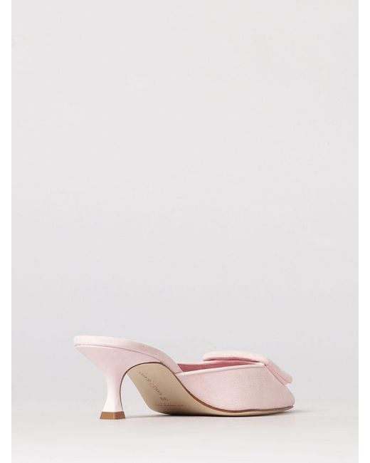Manolo Blahnik Pink Maysale Suede Mules With Decorative Buckle