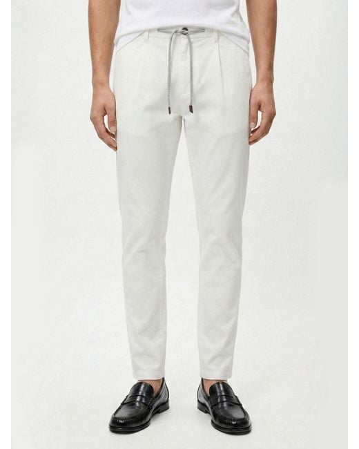 Eleventy White Cotton Blend Trousers With Drawstring for men