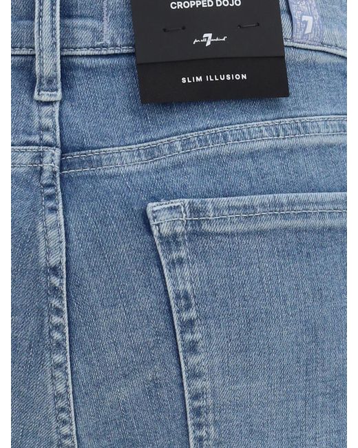 7 For All Mankind Blue High-Waisted Flared Jeans