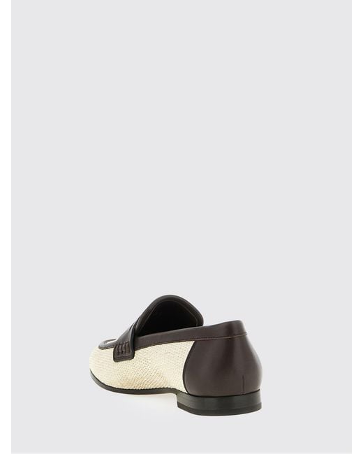 Brunello Cucinelli White Canvas And Leather Loafers
