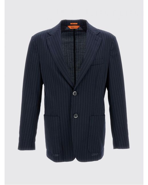 Barena Blue Pinstripe Virgin Wool Blazer for men