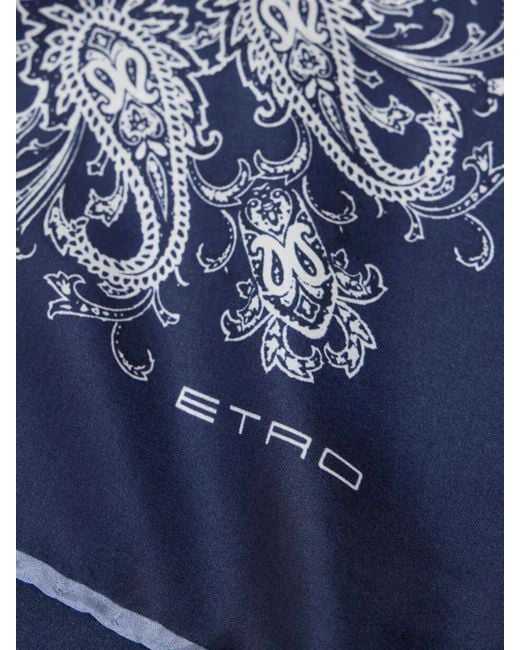 Etro Blue Silk Foulard With Paisley Print for men