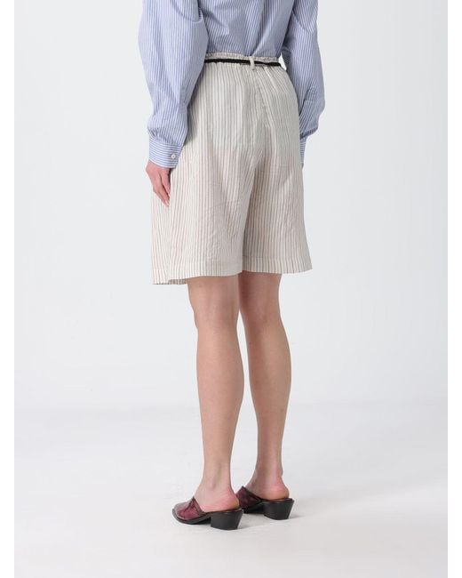 Barena White Striped Silk Blend Shorts