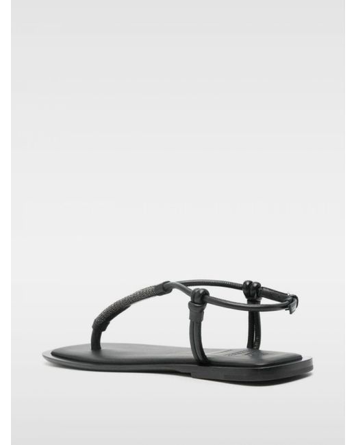 Brunello Cucinelli Black Flat Sandals