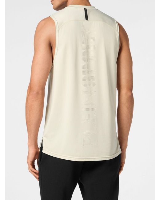 Philipp Plein White Printed Polyester Tank Top for men