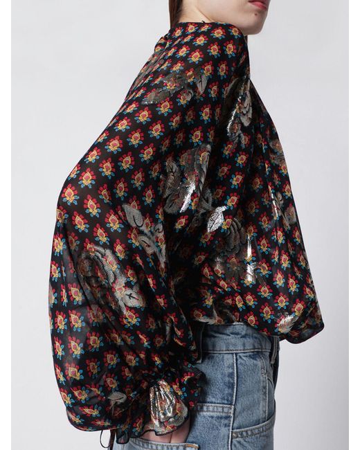 Etro Red Silk Shirt With Floral Print