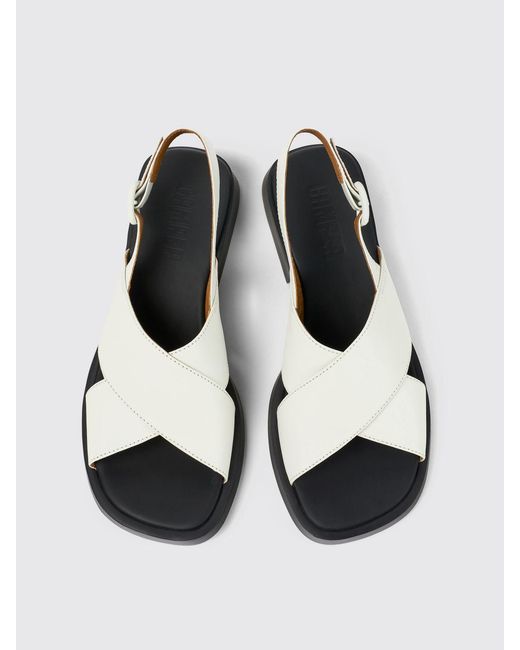 Camper White Flat Sandals