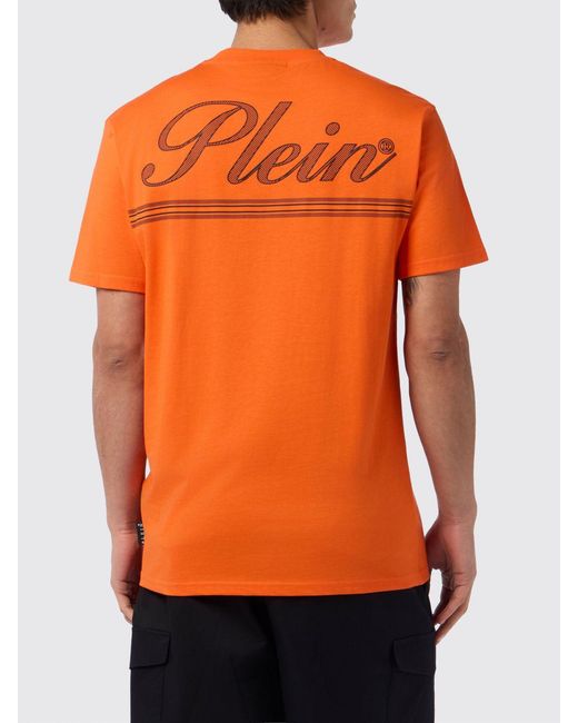 Philipp Plein Orange Cotton T-Shirt With Logo for men