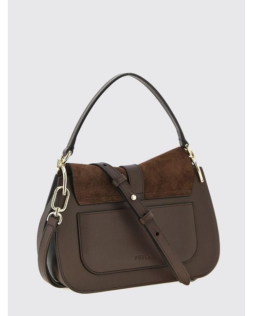Furla Brown Flow Smooth Leather Shoulder Bag With Removable Strap