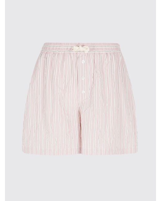 Roberto Collina Pink Striped Crinkled Viscose Blend Shorts