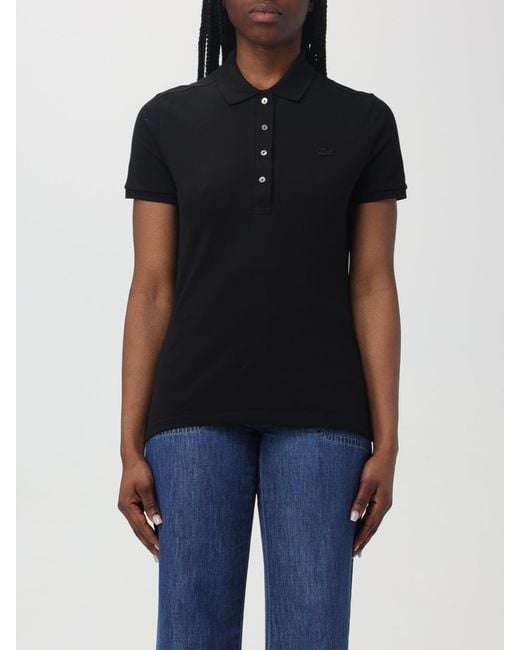 Polo De Piqué De Algodón Lacoste de color Black