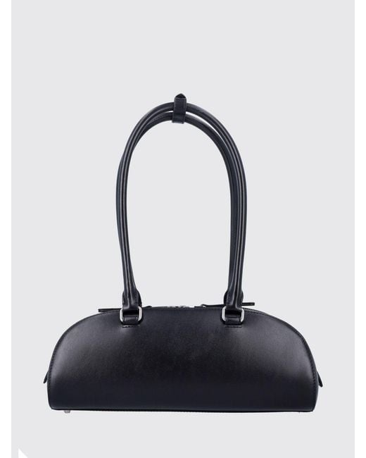 DIESEL Black 1Dr Dome Smooth Leather Shoulder Bag With Embossed Oval D Logo