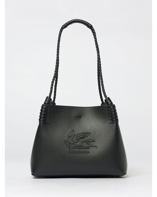 Etro Black Libra Small Leather Shopping Bag