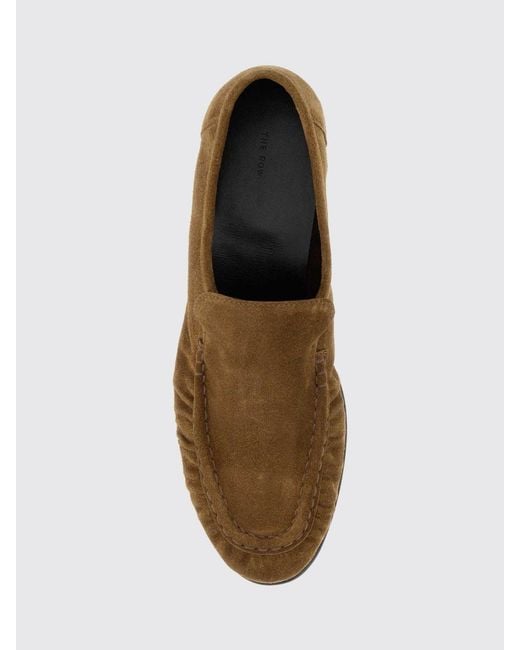 The Row Brown Two Ruched Suede Calfskin Loafers With Round Toe