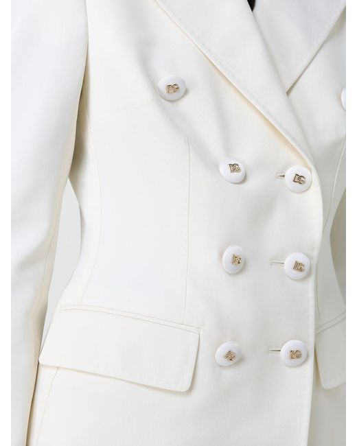 Dolce & Gabbana White Dolce &Amp Gabbana Double-Breasted Virgin Wool Blazer