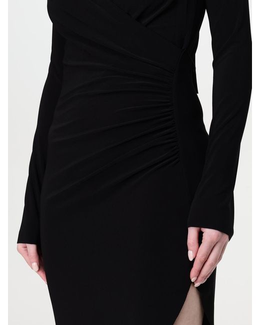Norma Kamali Black Asymmetrical Jersey Midi Dress