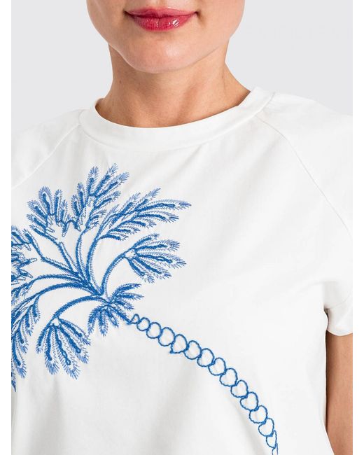 Twinset Blue Cotton T-Shirt With Embroidery