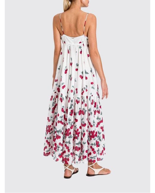 Twinset Red Printed Cotton Midi Dress