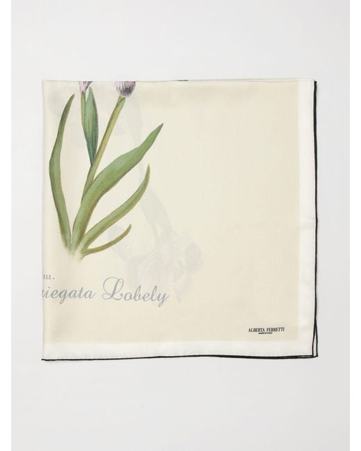 Alberta Ferretti Natural Silk Scarf With Floral Print