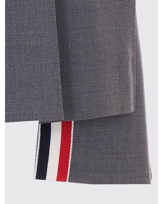 Thom Browne Gray 4-Bar Pleated Wool Mini Skirt
