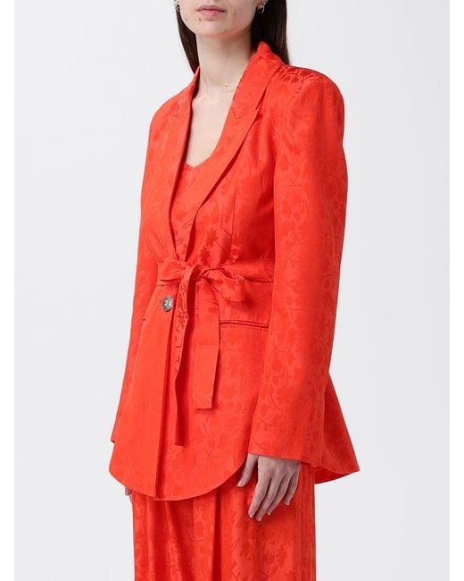 Pinko Red Castelnovo Fluid Jacquard Viscose And Modal Blazer