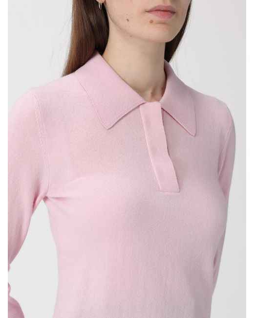 Jil Sander Pink Virgin Wool Knit Polo Shirt