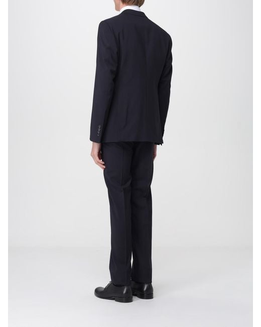 Emporio Armani Blue Single-Breasted Virgin Wool Suit for men