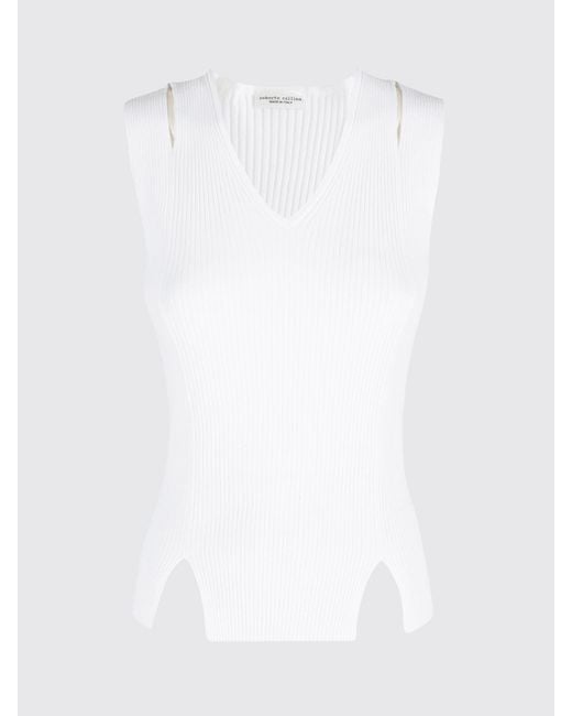 Roberto Collina White Cut-Out Viscose Top