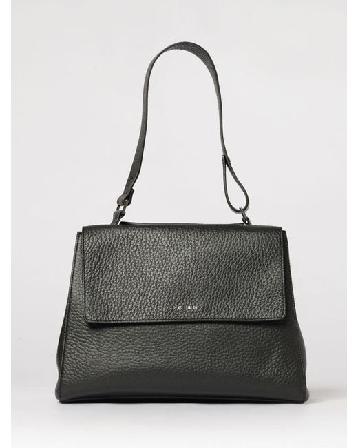 Orciani Black Sveva Soft Medium Hammered Leather Bag