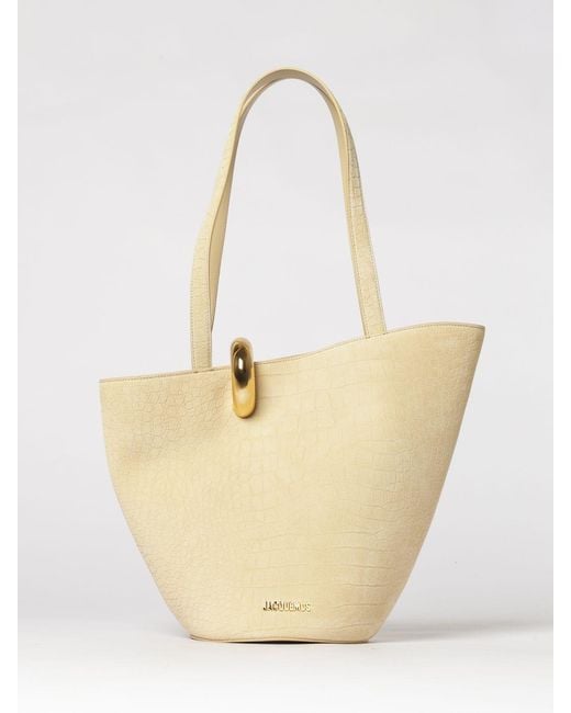Jacquemus Natural Bambola Medium Croc Print Nubuck Bag