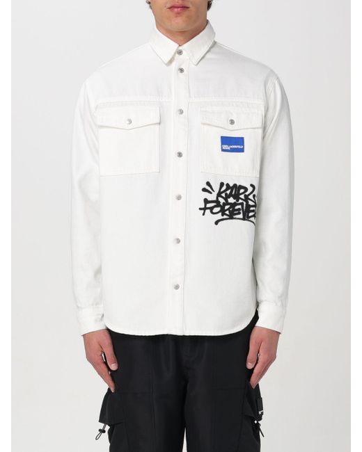 Karl Lagerfeld White Denim Shirt for men