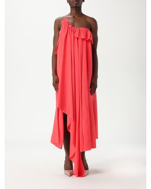 McQueen Red Elegant Dress With Flattering Silhouette