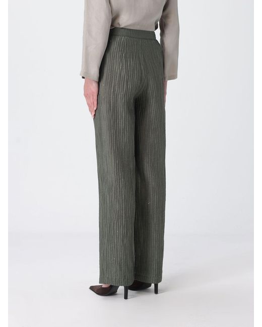 Emporio Armani Gray Pleated Lurex Crepe Trousers