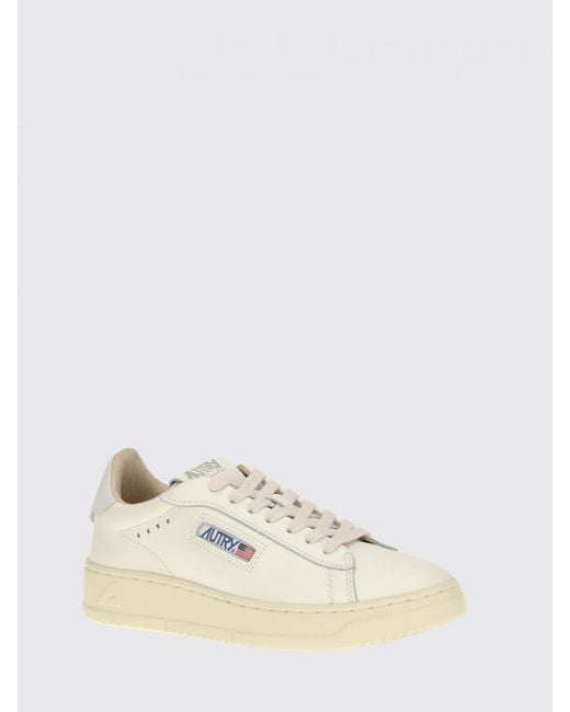 Autry Natural Dallas Low Bicolour Calfskin Leather Trainers With Padded Low-Top Ankle