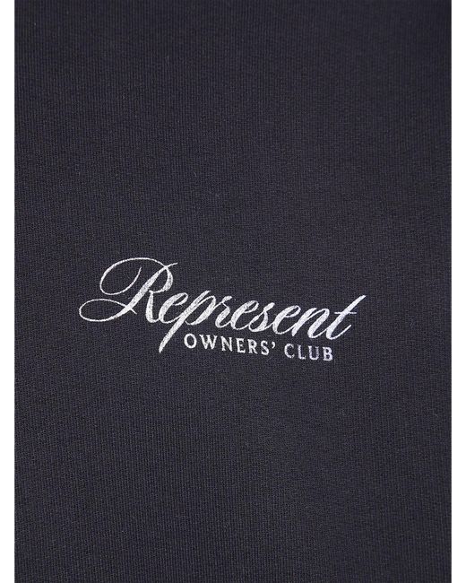 Represent Blue Cotton Hoodie With Logo for men