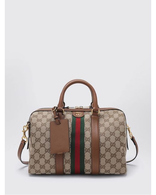 Gucci Brown Ophidia Gg Jacquard Monogram Canvas Top Handle Bag
