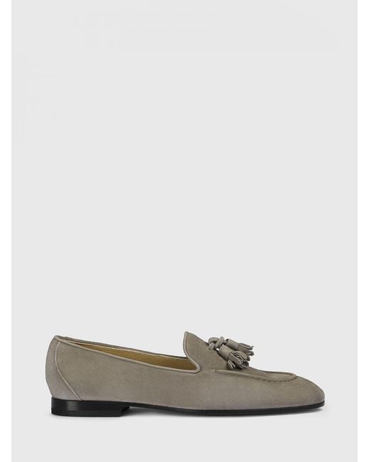 Doucal's Gray Suede Loafers With Tassels