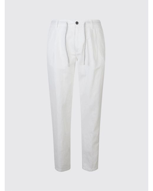 Eleventy White Cotton And Linen Drawstring Trousers for men